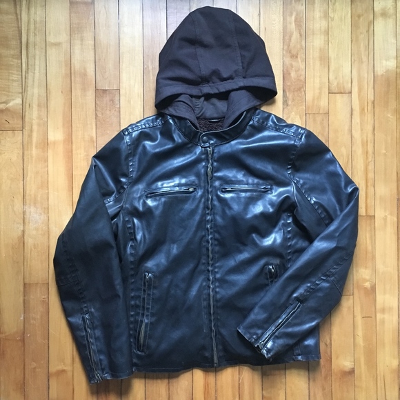 Levi's Other - Levi's Brown Hooded Faux Leather Lined Jacket